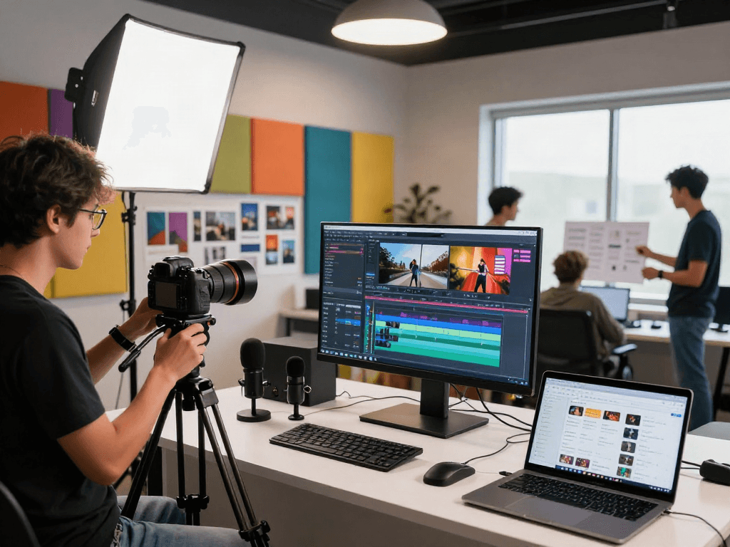 Configuration de vidéo professionnelle pour Atlas pro ontv dans un studio moderne.