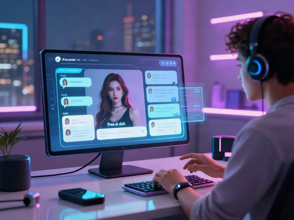 Interactive interface for free ai slut chatbot app with vibrant digital elements.