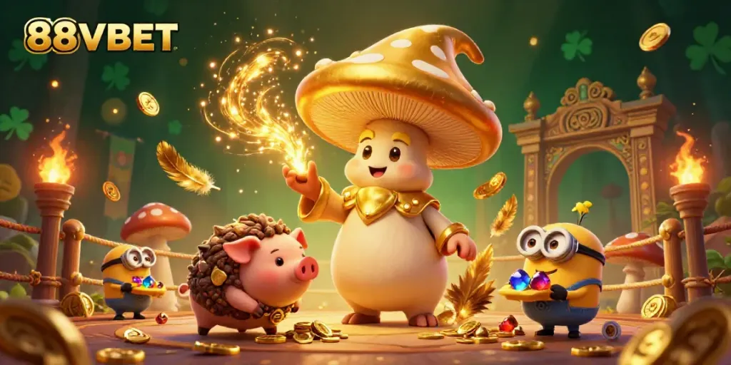 Watch the 88VBET wizard turn treasures to gold in this magical casino scene.