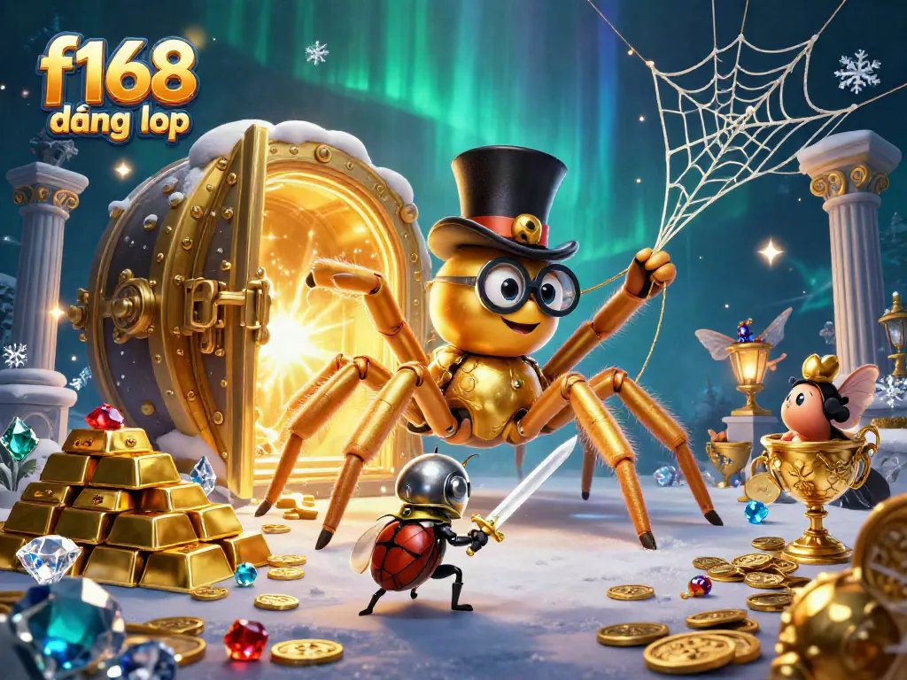 Experience dynamic gameplay with f168 đăng nhập in a vibrant, ultra-detailed casino scene filled with treasures.
