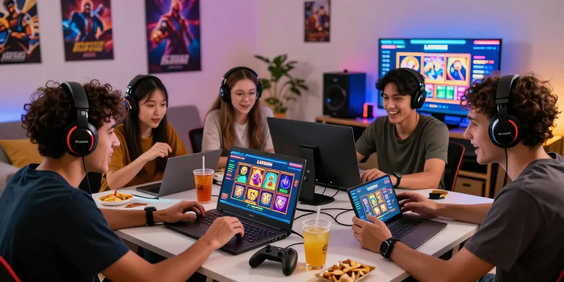 Les joueurs profitant du lavowin link sur une plateforme de jeux en ligne animée avec une ambiance conviviale.