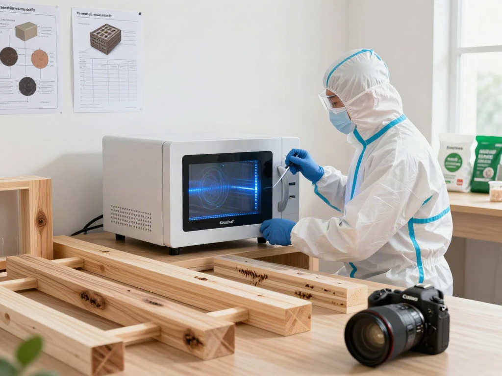 Traitement écologique des insectes à bois avec Shashel® dans un environnement professionnel moderne.